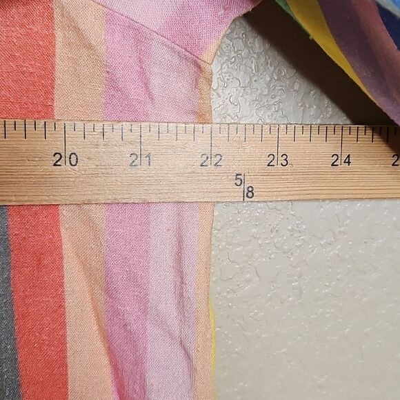 NWT GAP Linen Blend Rainbow Striped Shirt Long Sleeve Button Up Maternity Medium - Picture 10 of 10
